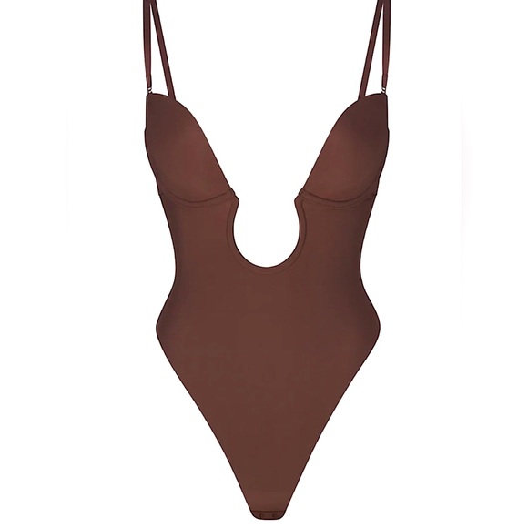 🤎 NWT New SKIMS Deep Plunge Shaping Bodysuit Shapewear Body Cocoa Brown XL - Picture 4 of 6